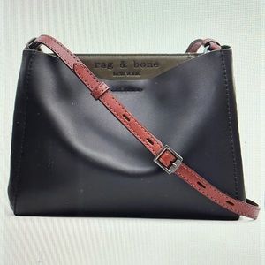 Rag and Bone Passenger Leather Crossbody Bag. Black with brown strap.